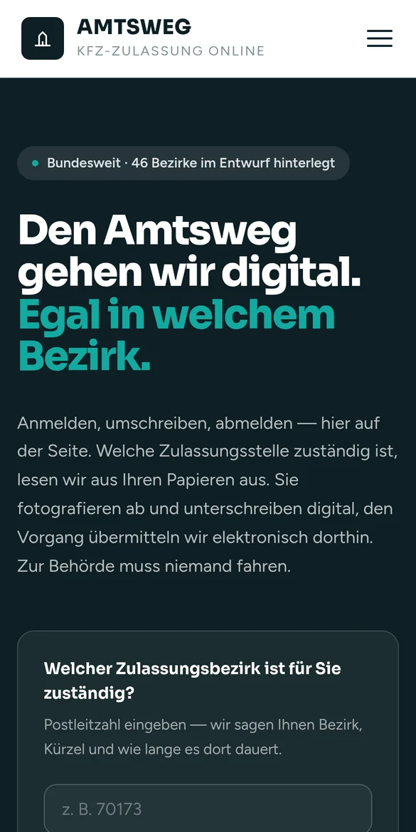 Derselbe Entwurf AMTSWEG auf dem Handy