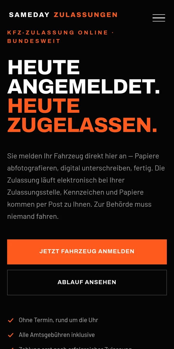 Derselbe Entwurf SAMEDAY Zulassungen auf dem Handy