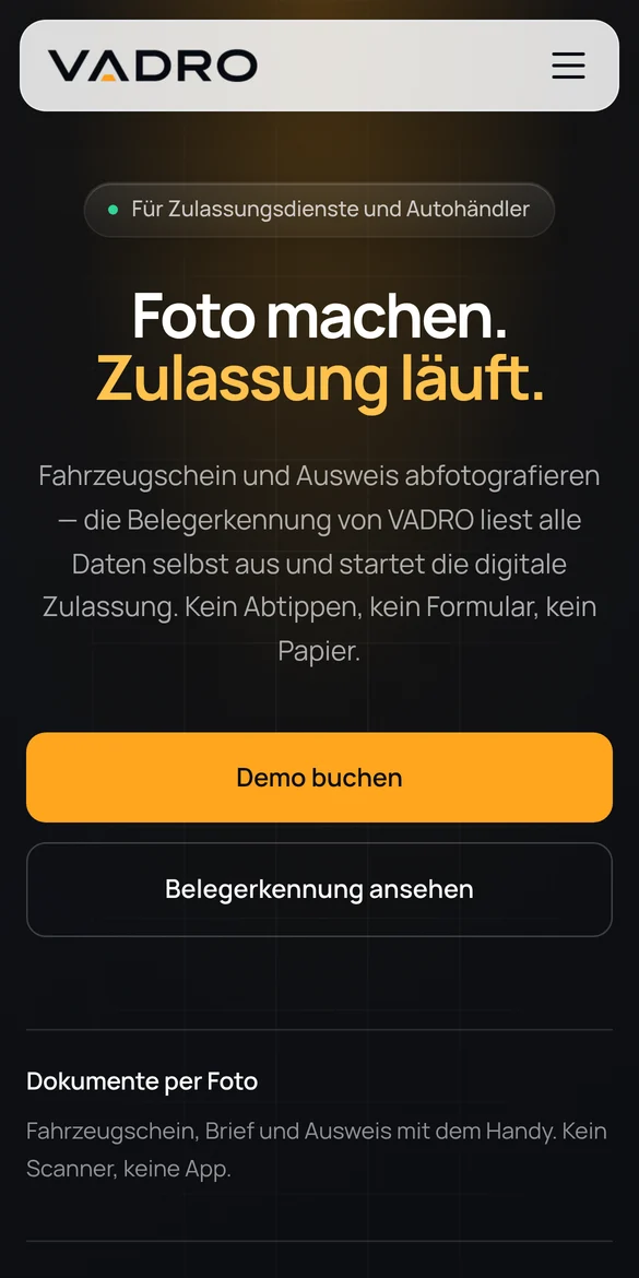 Derselbe Entwurf VADRO auf dem Handy