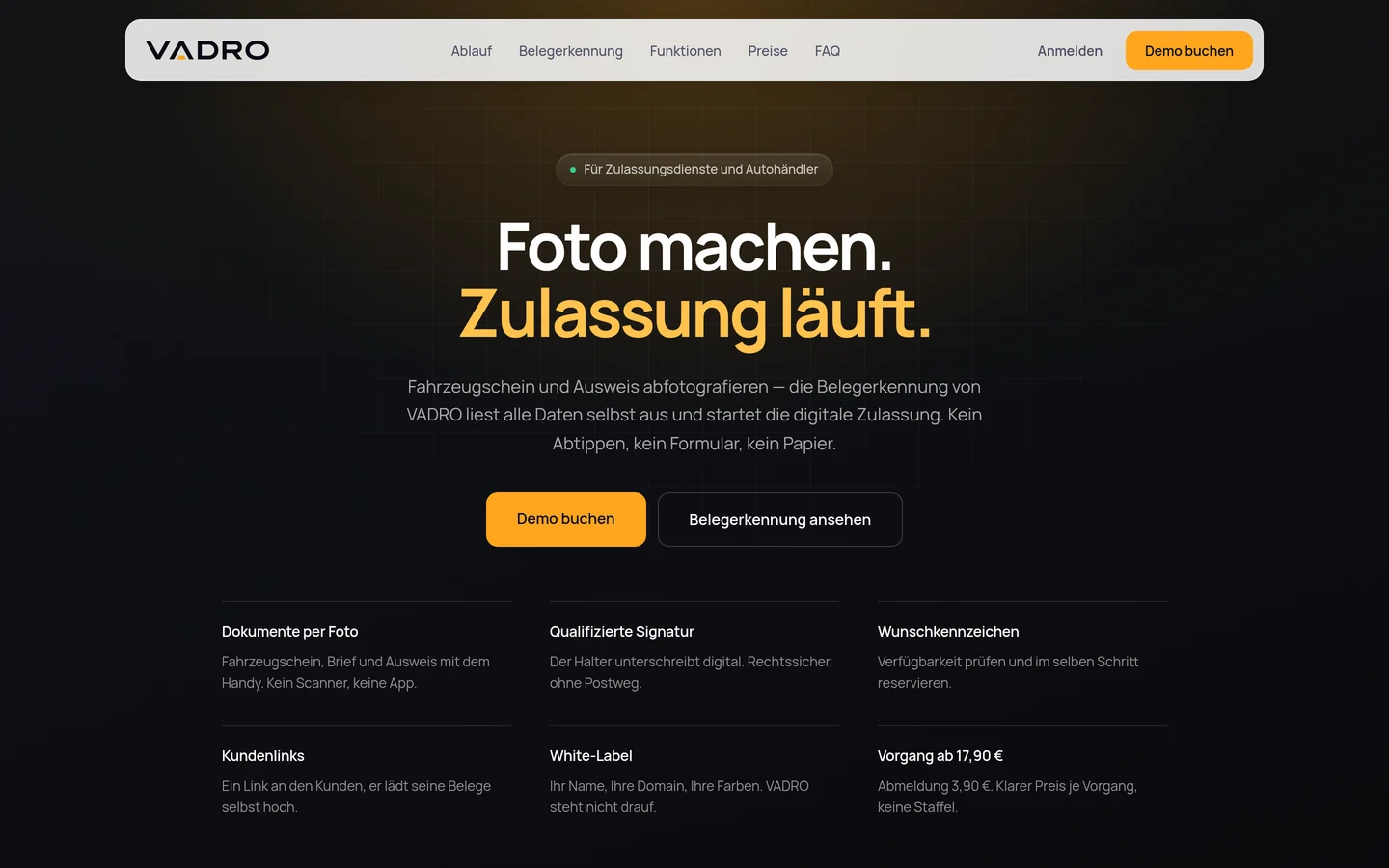 Bildschirmfoto des Entwurfs VADRO auf einem großen Bildschirm